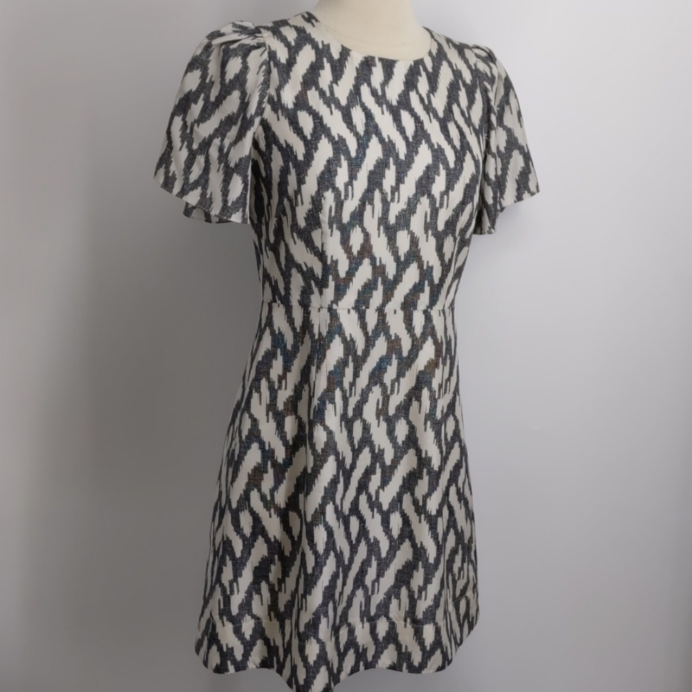 J . Crew black/cream fully-lined silk dress-sz 2P